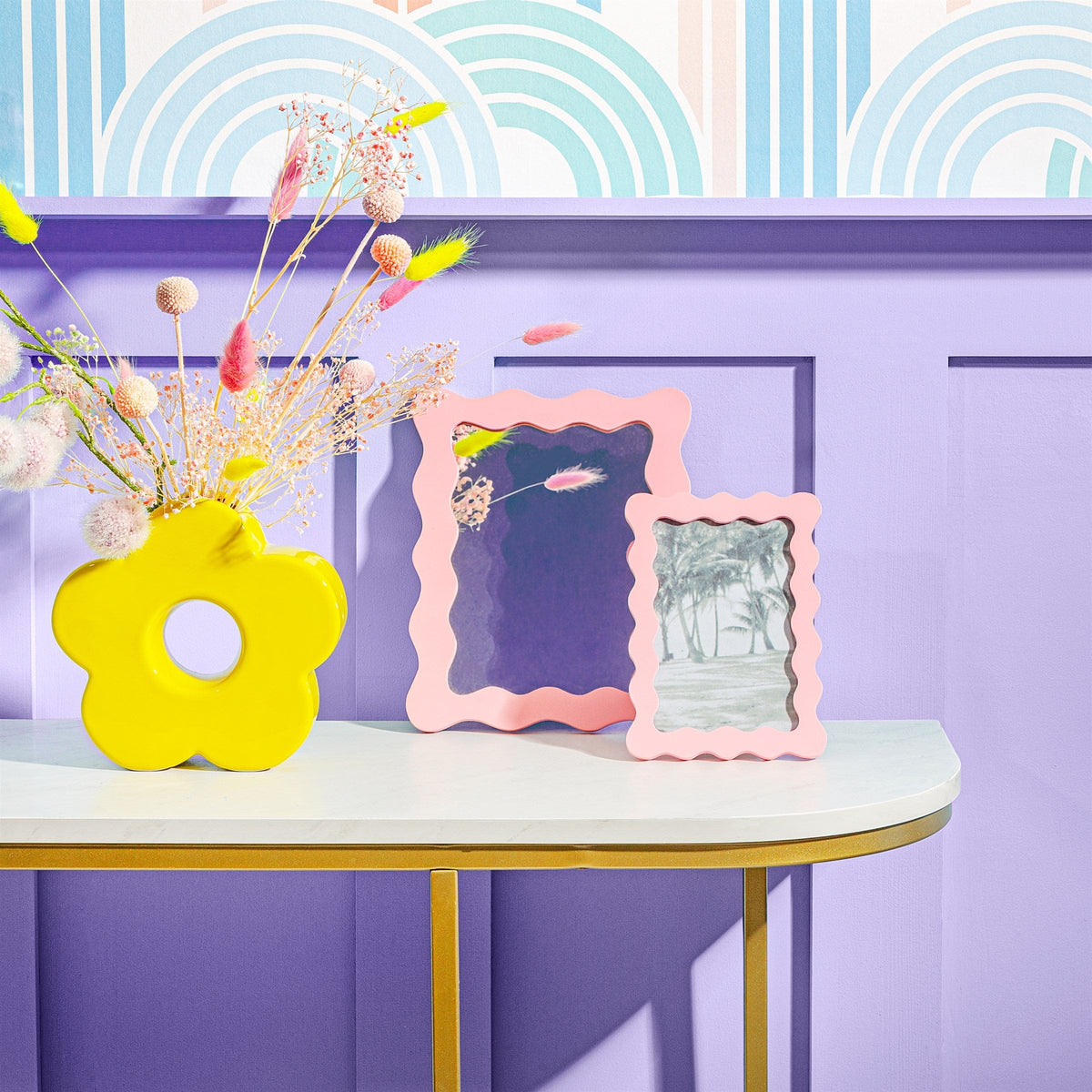 Sass & Belle Pink Wiggle Border Mirror