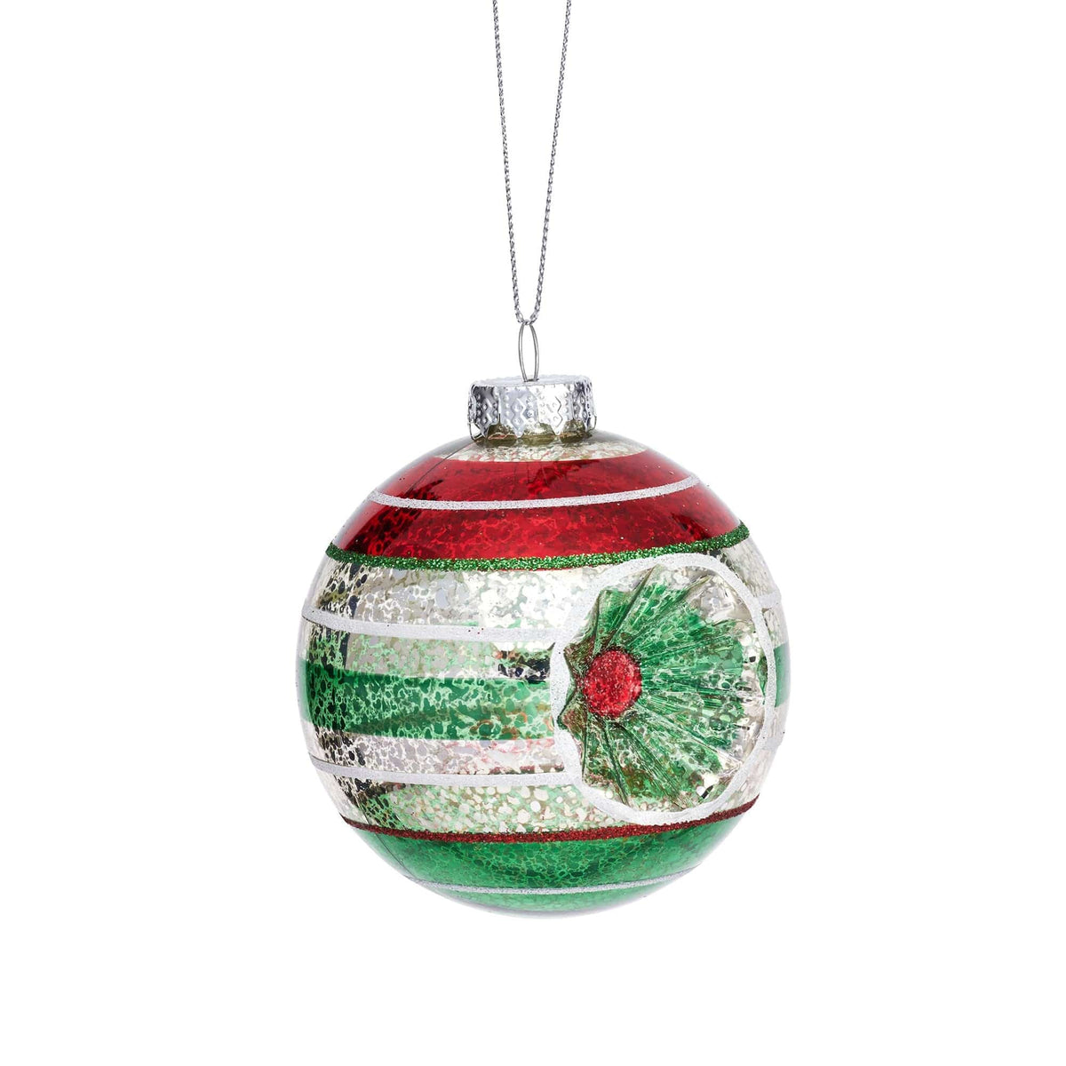 Sass & Belle Retro Bauble - Green and Red Design