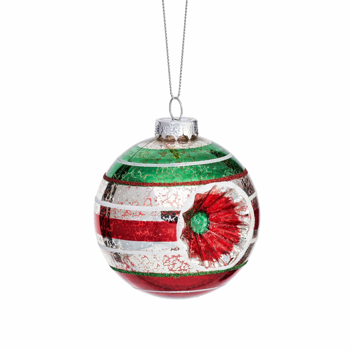 Sass & Belle Retro Bauble - Green and Red Design