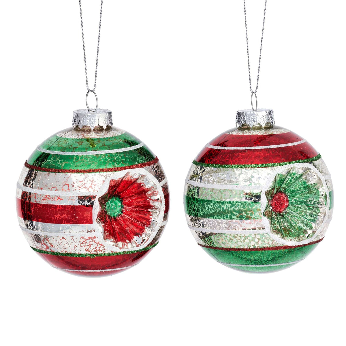 Sass & Belle Retro Bauble - Green and Red Design