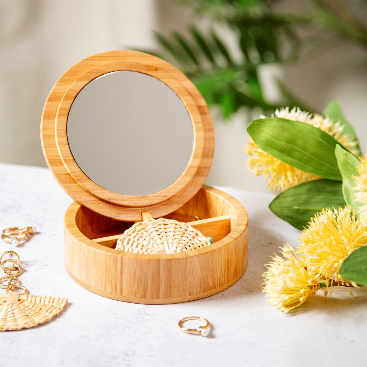 Sass & Belle Round Bamboo Jewellery Box