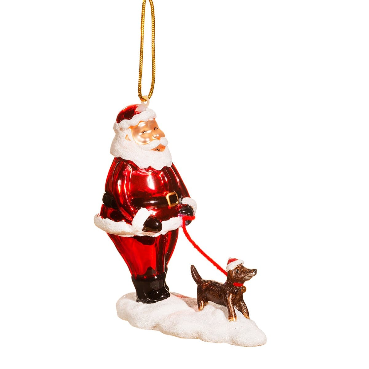 Sass & Belle Santa Walking His Dog Shaped Bauble