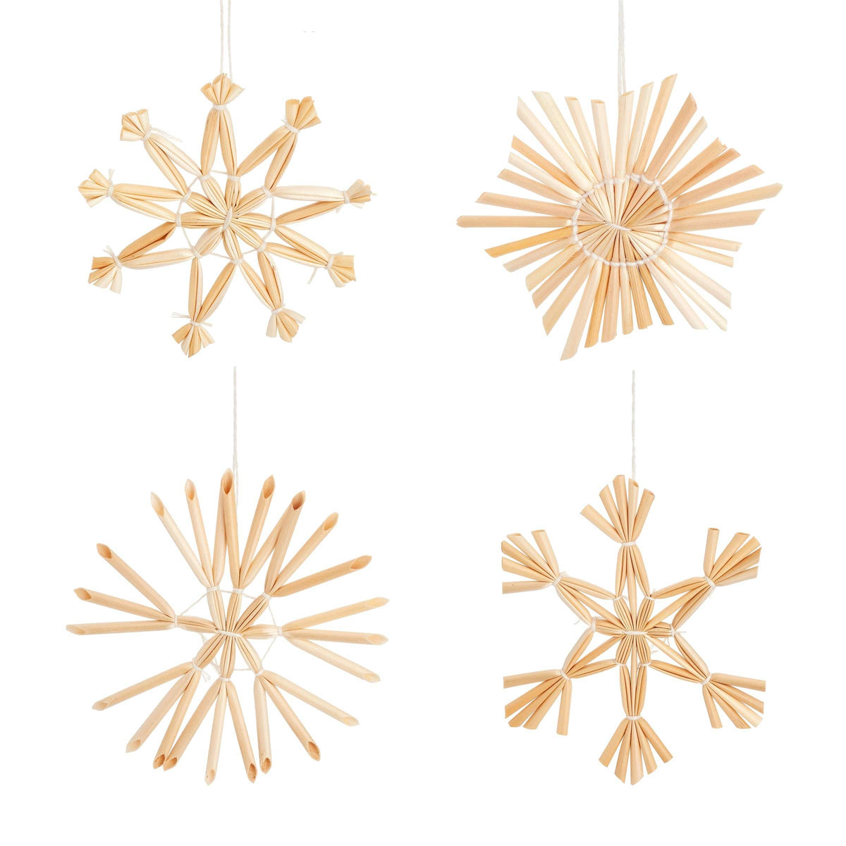 Sass & Belle Small Straw Snowflake Decorations - Set Of 8
