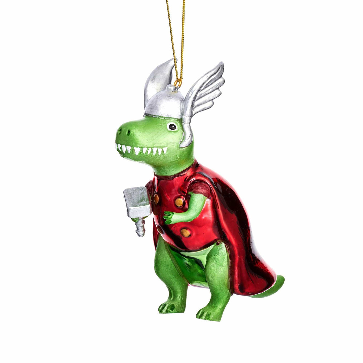 Sass & Belle T-Rex Thor With Hammer Bauble