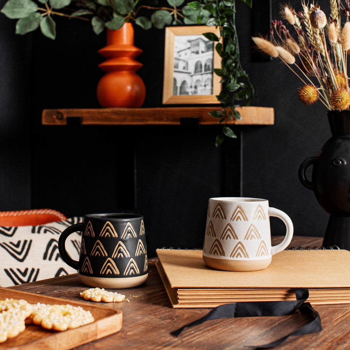 Sass & Belle Wax Resist Triangles White Mug