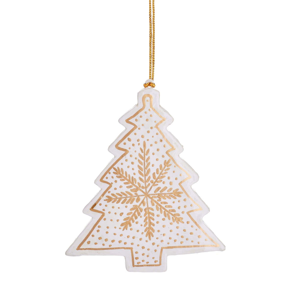 Sass & Belle White & Gold Christmas Tree Wooden Decoration