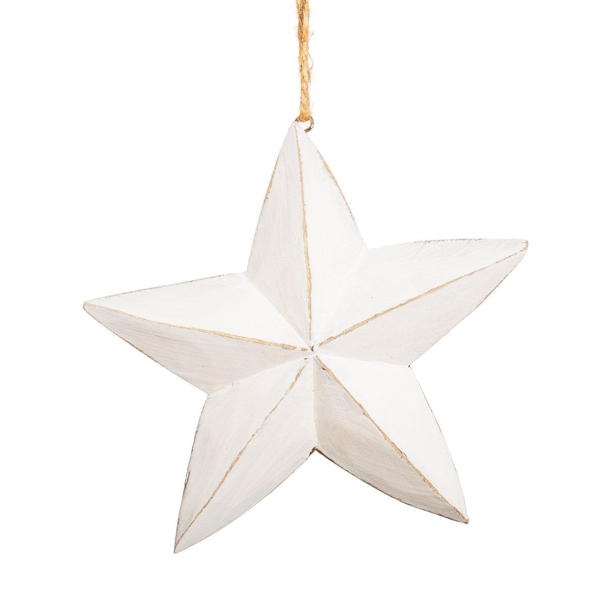 Sass & Belle Wooden White Hanging Star Decoration