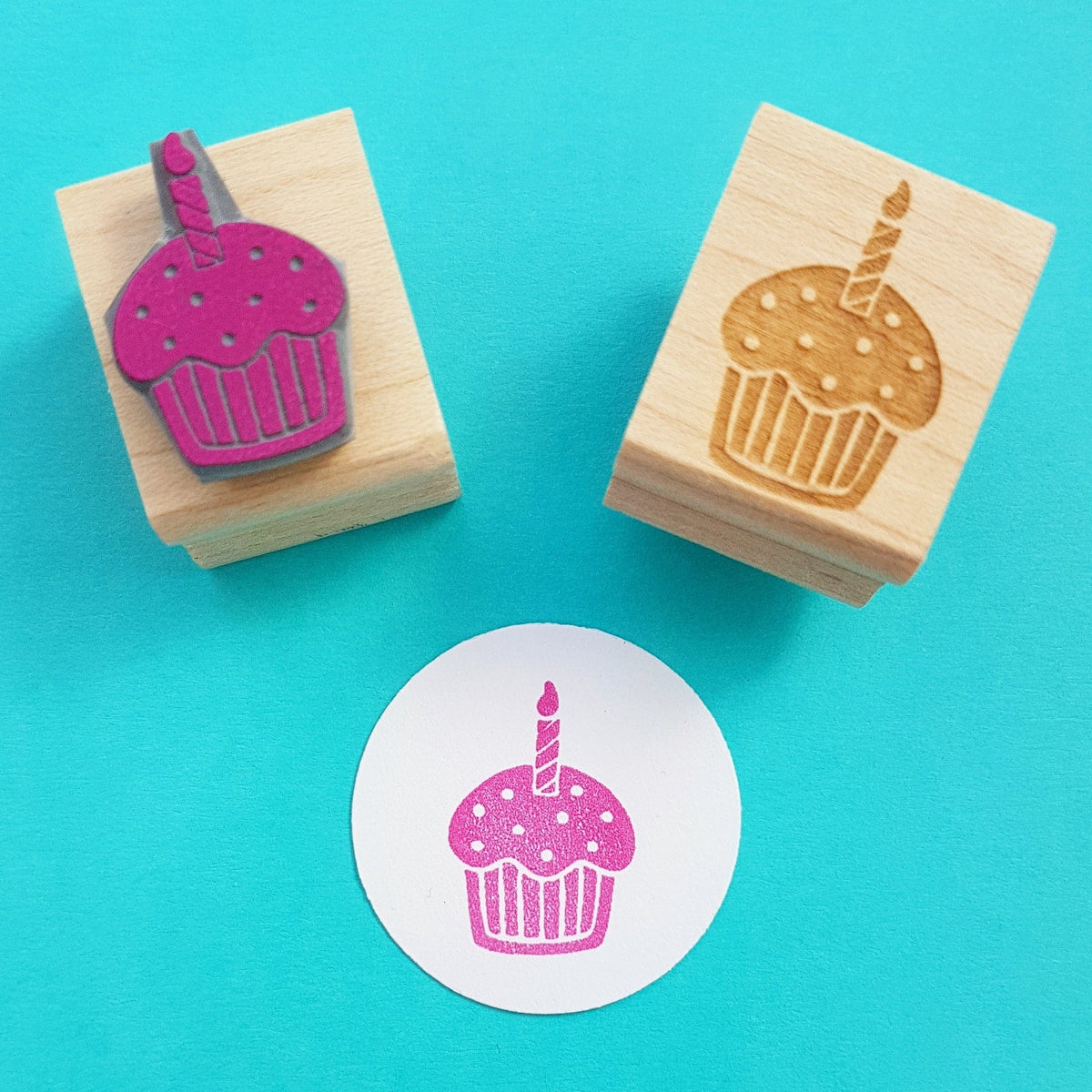 Skull and Cross Buns Birthday Cupcake Mini Rubber Stamp