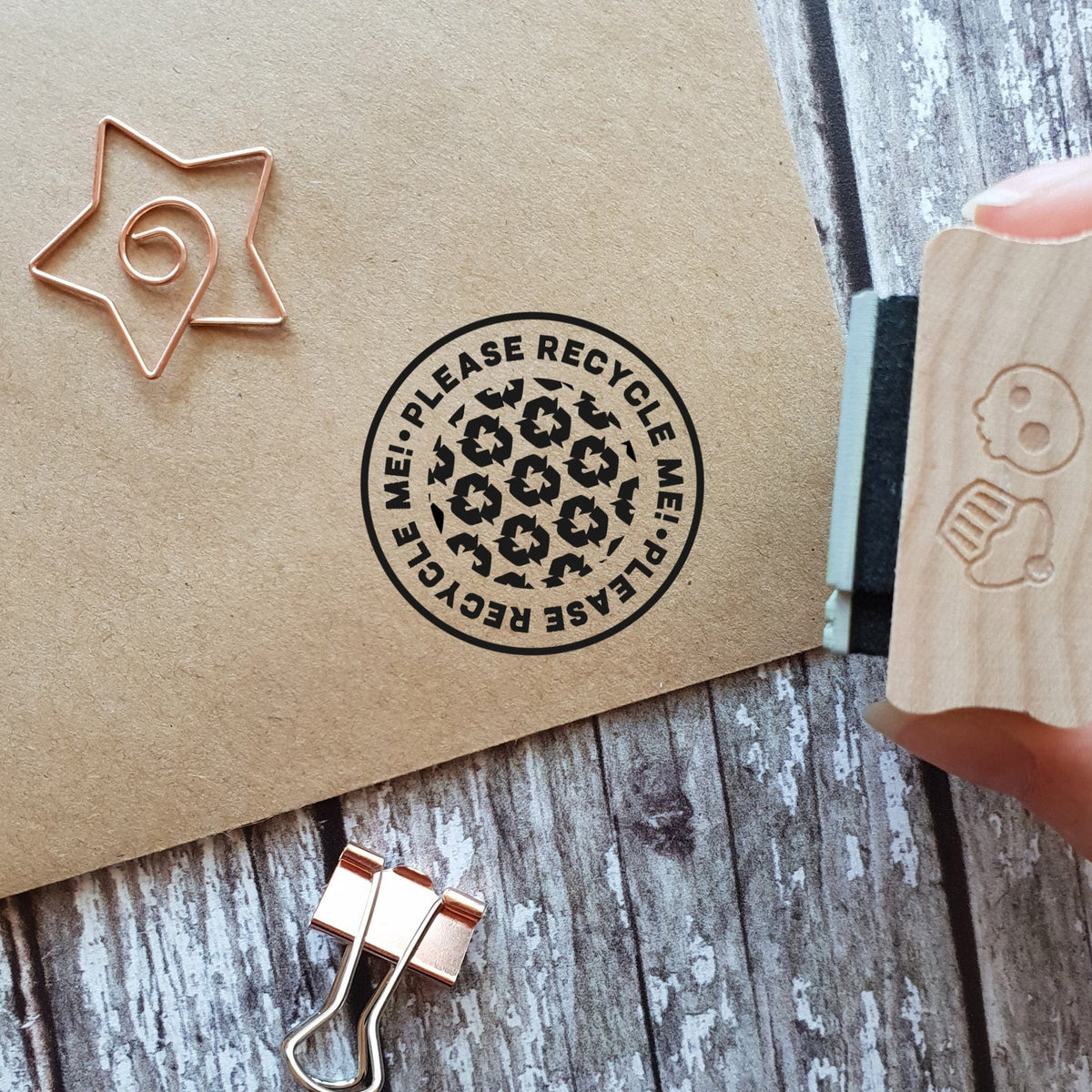 Skull and Cross Buns 'Please Recycle Me!' Rubber Stamp