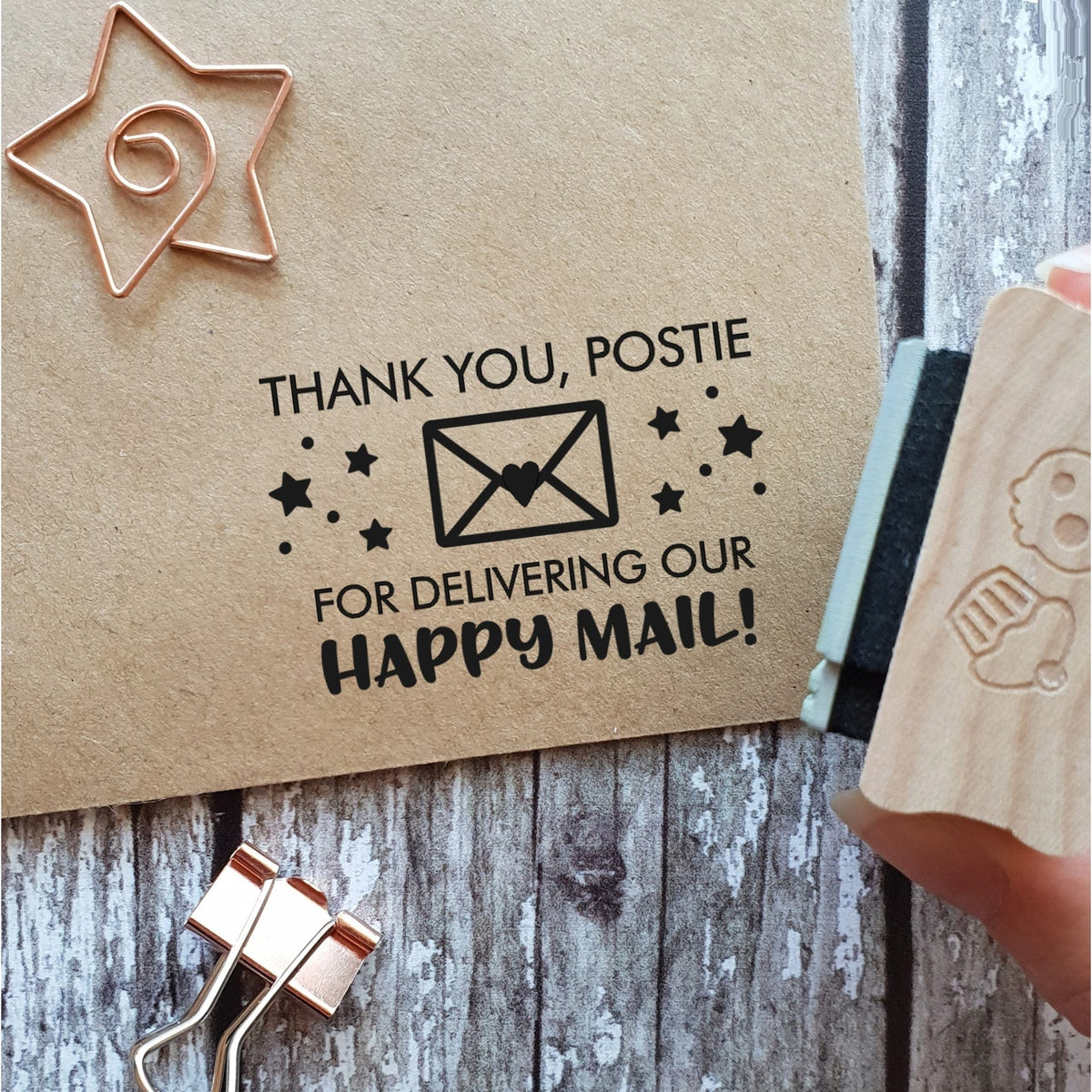 Skull and Cross Buns 'Thank You Postie' Envelope Happy Mail Rubber Stamp