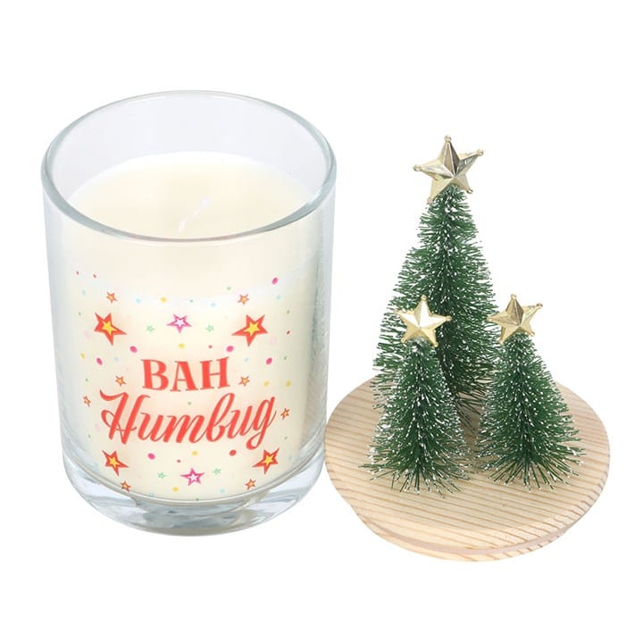Something Different Bah Humbug Orange & Clove Glass Candle with Tree