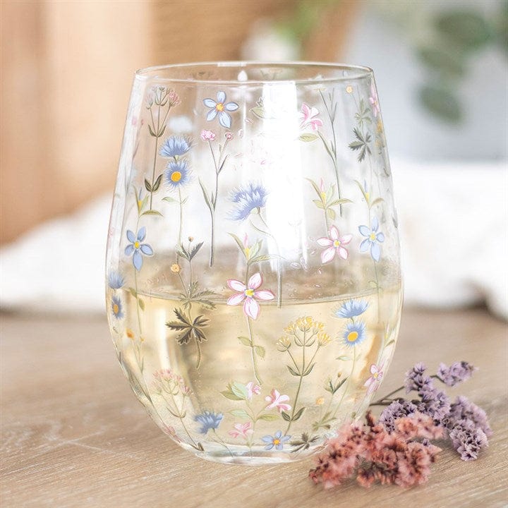 Something Different Blooming Lovely Floral Print Stemless Glass