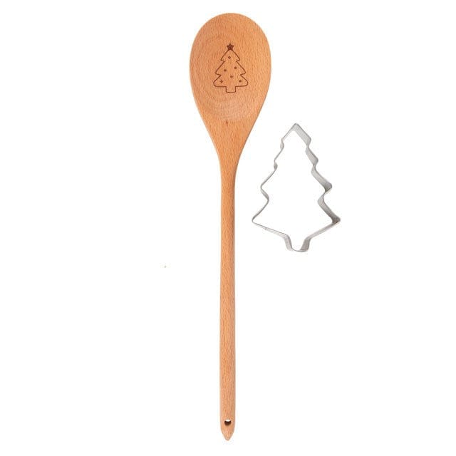 Something Different Christmas Tree Wooden Spoon Baking Set