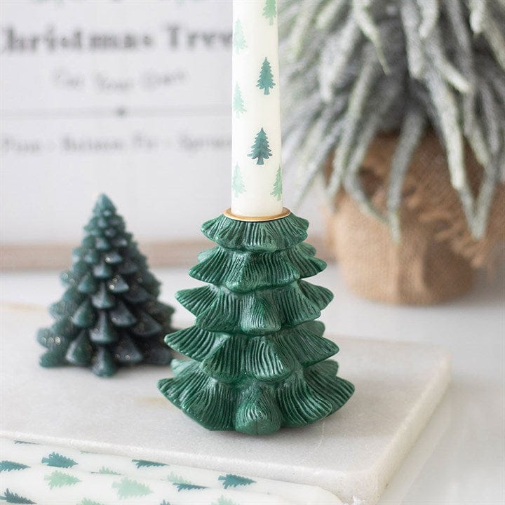 Something Different Green Fir Tree Candle Holder with Taper Candle