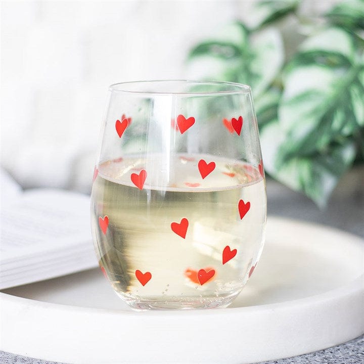 Something Different Heart Print Stemless Glass