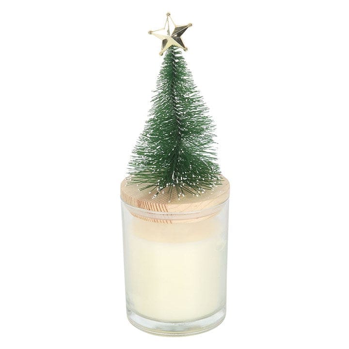 Something Different Holly Jolly Pine & Fir Glass Candle with Tree