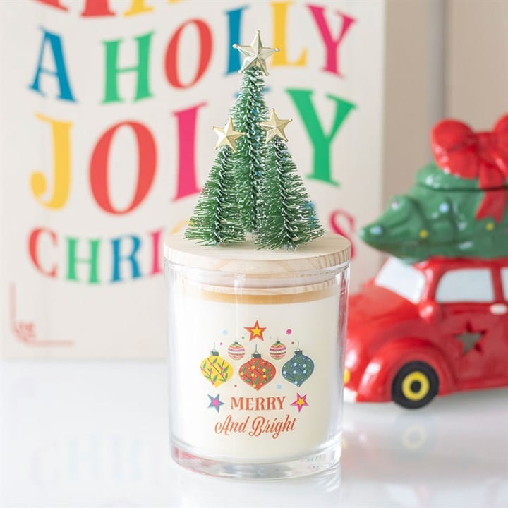 Something Different Merry and Bright Bauble Cinnamon & Spice Glass Candle with Tree