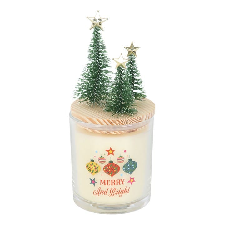 Something Different Merry and Bright Bauble Cinnamon & Spice Glass Candle with Tree