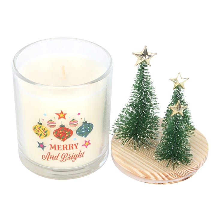 Something Different Merry and Bright Bauble Cinnamon & Spice Glass Candle with Tree