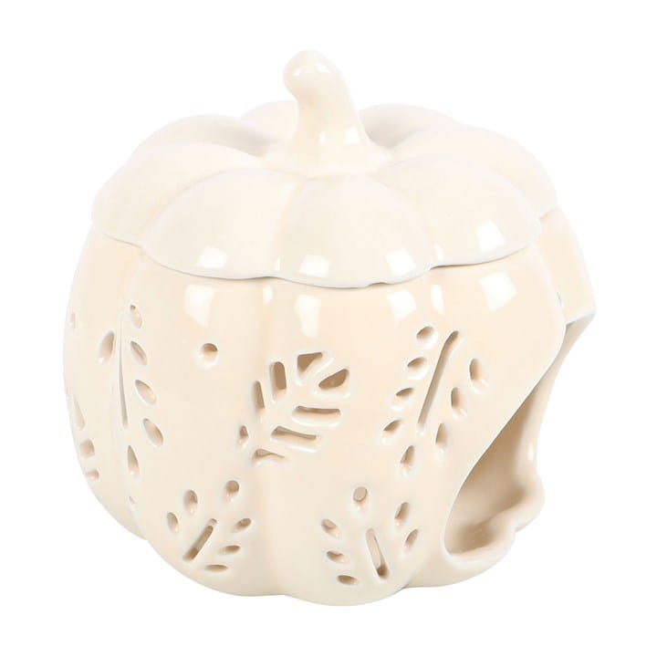 Something Different Off White Autumn Leaves Pumpkin Shaped Oil Burner