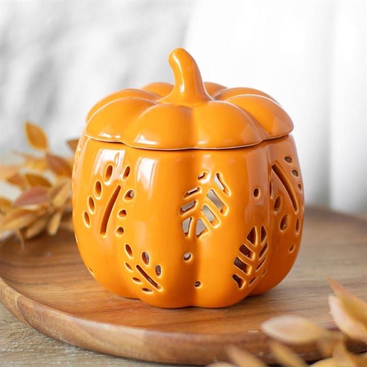 Something Different Orange Autumn Leaves Pumpkin Shaped Oil Burner