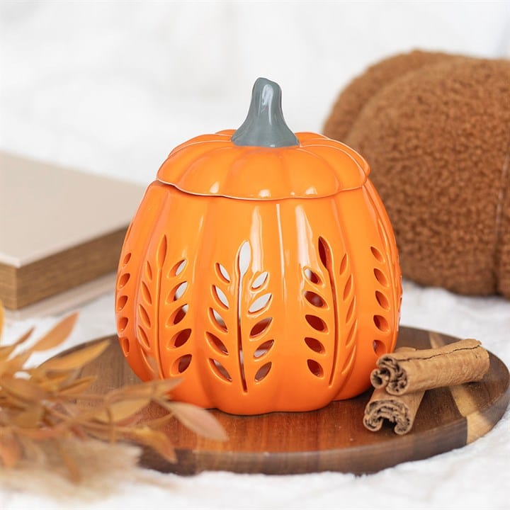 Something Different Orange Leaf Cut Out Pumpkin Oil Burner and Wax Warmer