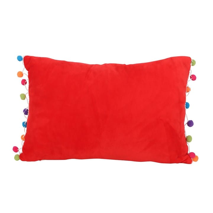 Something Different Red Holly Jolly Cushion with Pom Poms
