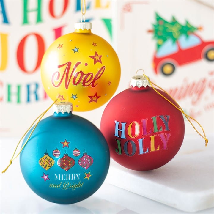 Something Different Set of 3 Nostalgic Christmas Glass Baubles