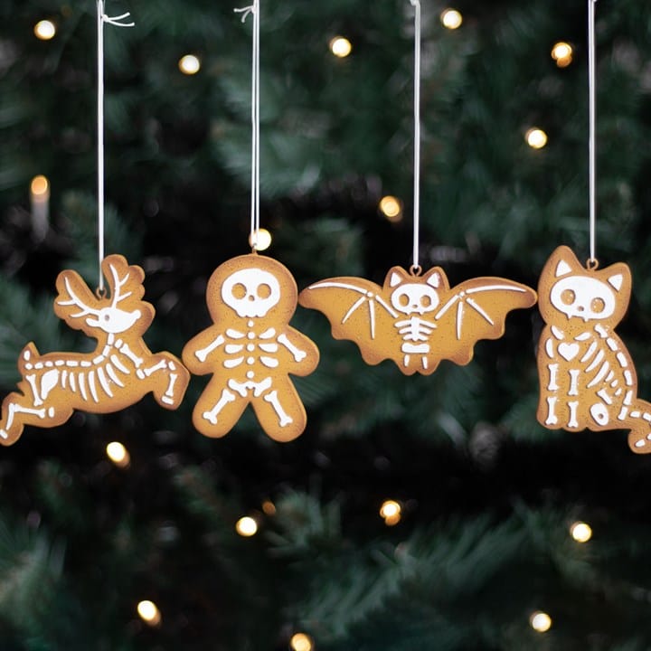 Something Different Set of 4 Creepy Skeleton Cookie Christmas Decorations