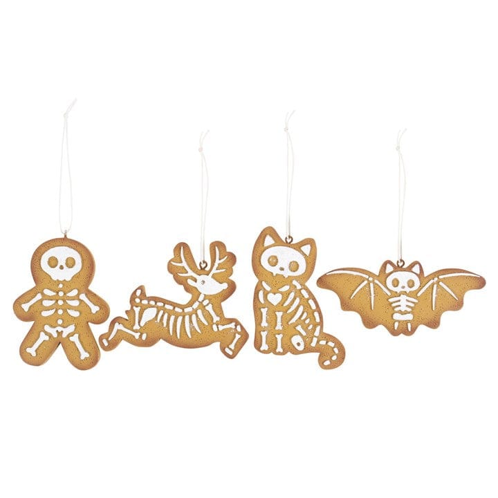 Something Different Set of 4 Creepy Skeleton Cookie Christmas Decorations