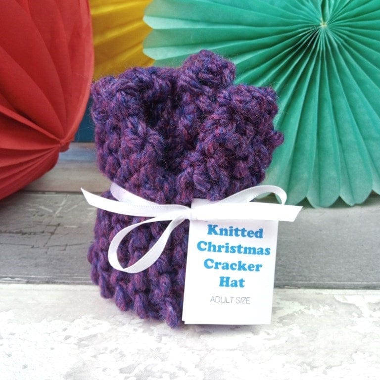 Southside Pinatas dark purple (with red and blue flecks) Knitted Christmas Cracker Hat