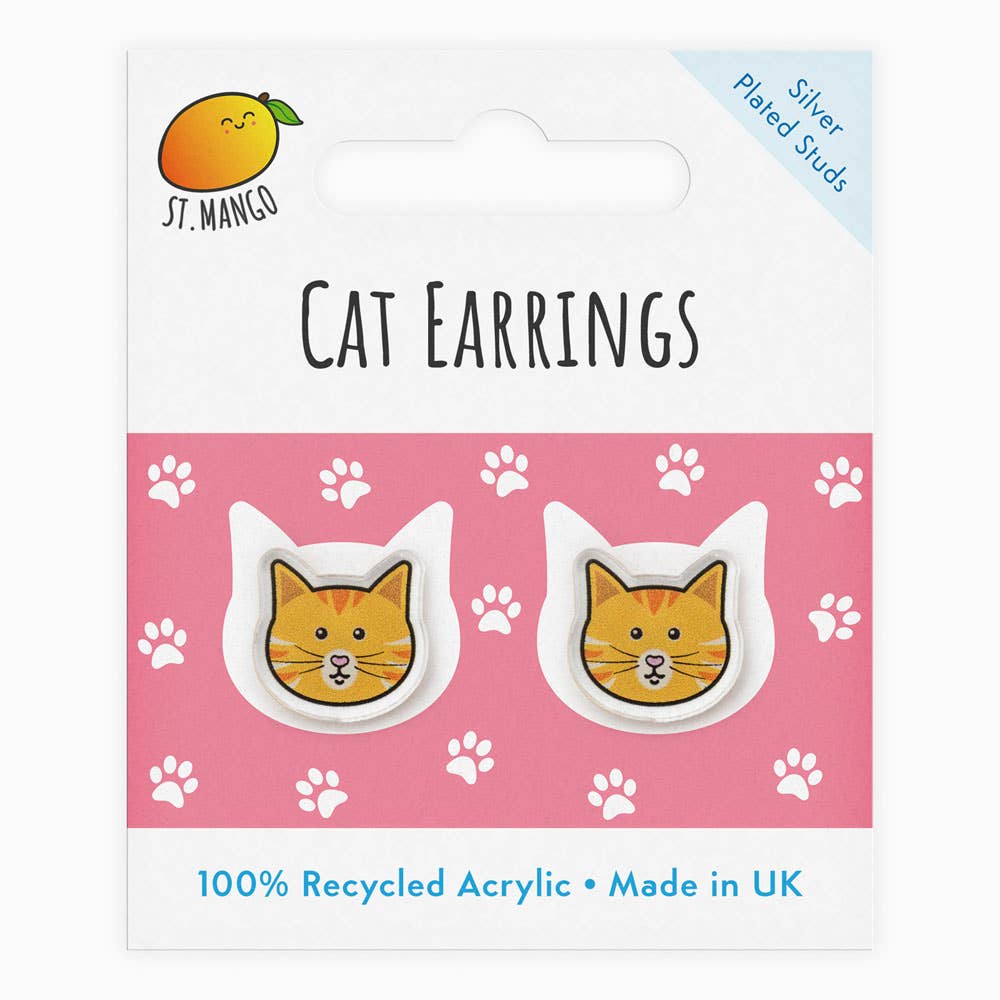 St.Mango Ginger/Tabby Cats Acrylic Stud Earrings