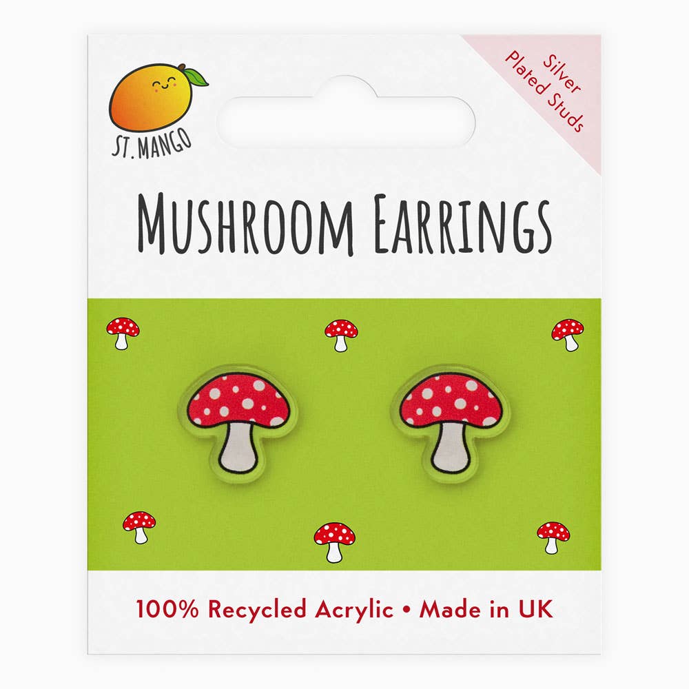 St.Mango Mushroom Acrylic Stud Earrings