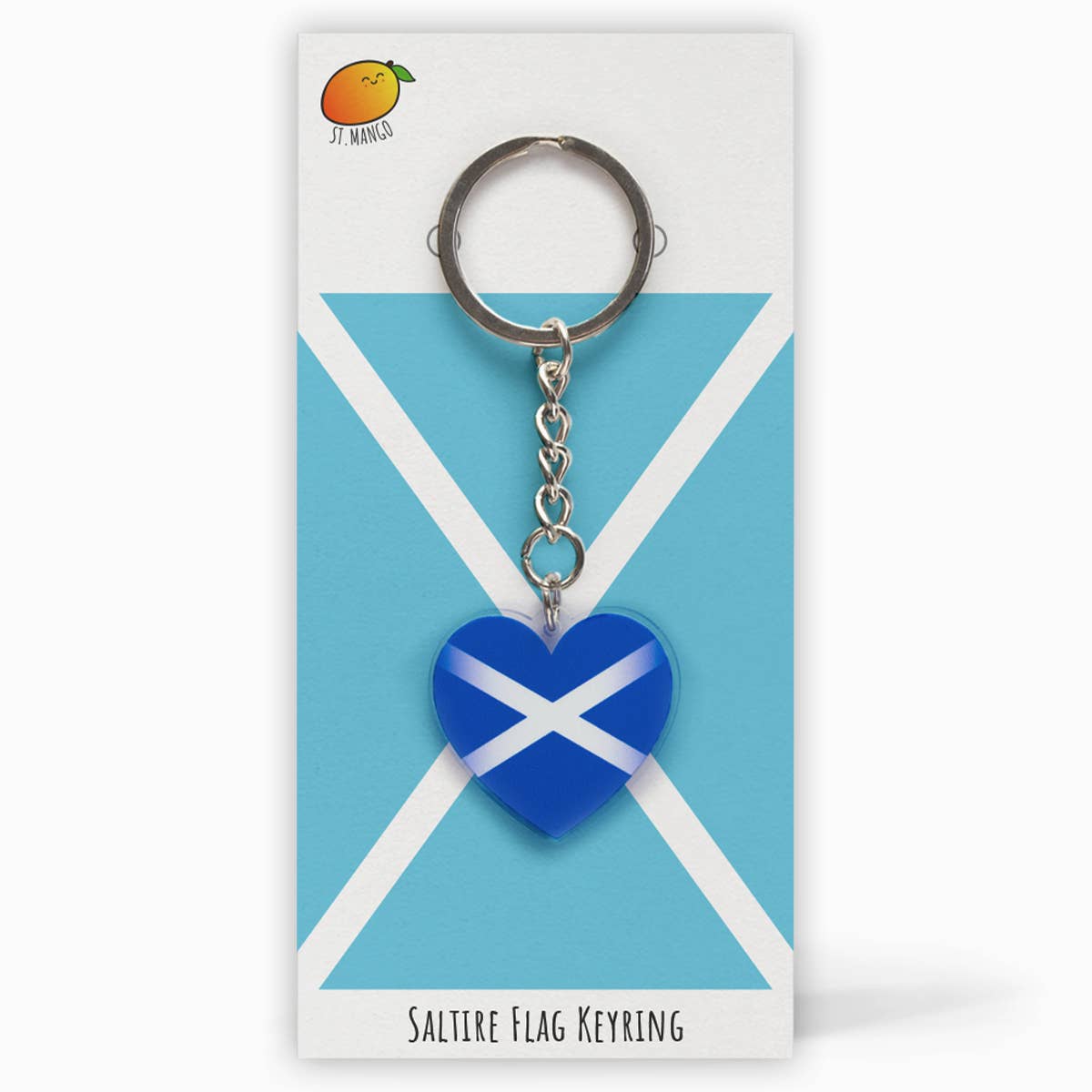 St.Mango Scotland Saltire Heart Acrylic Keyring