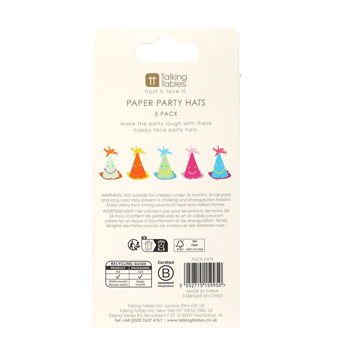 Talking Tables Happy Face Paper Party Hats