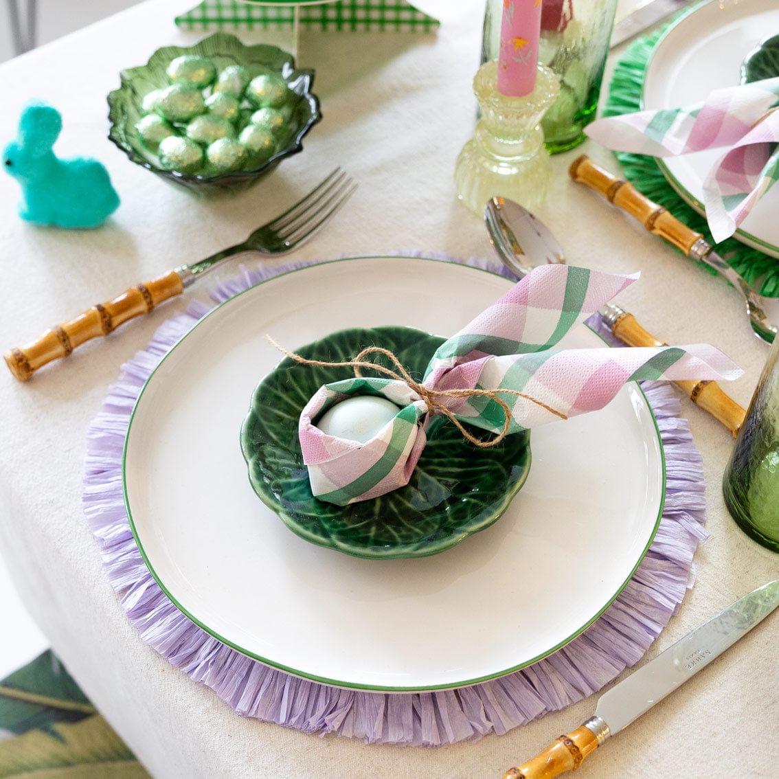 Talking Tables Lilac & Green Gingham Paper Napkins