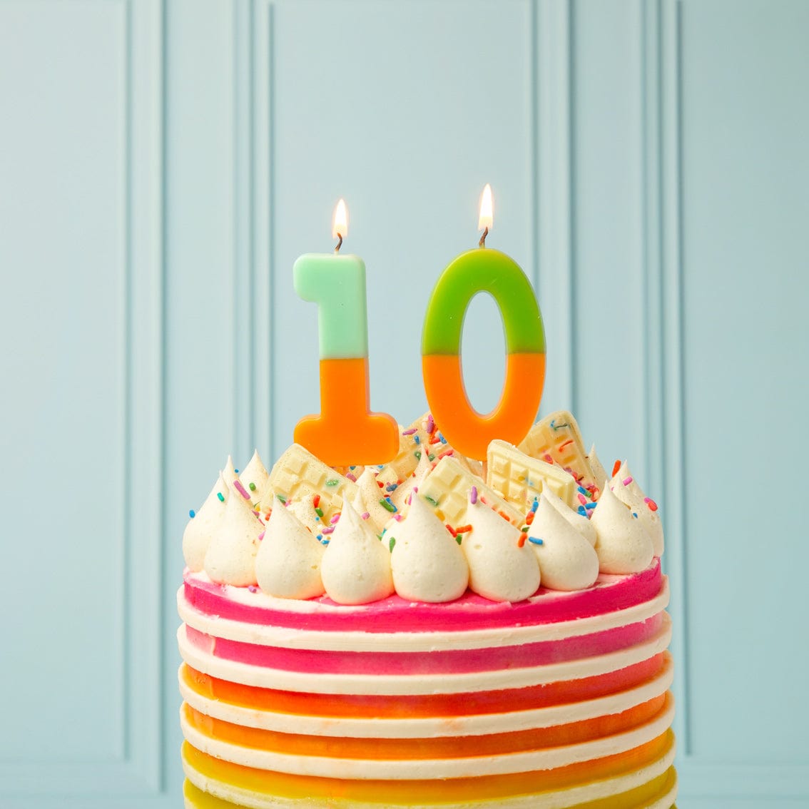 Talking Tables Number Candle - 1 (Orange & Mint)