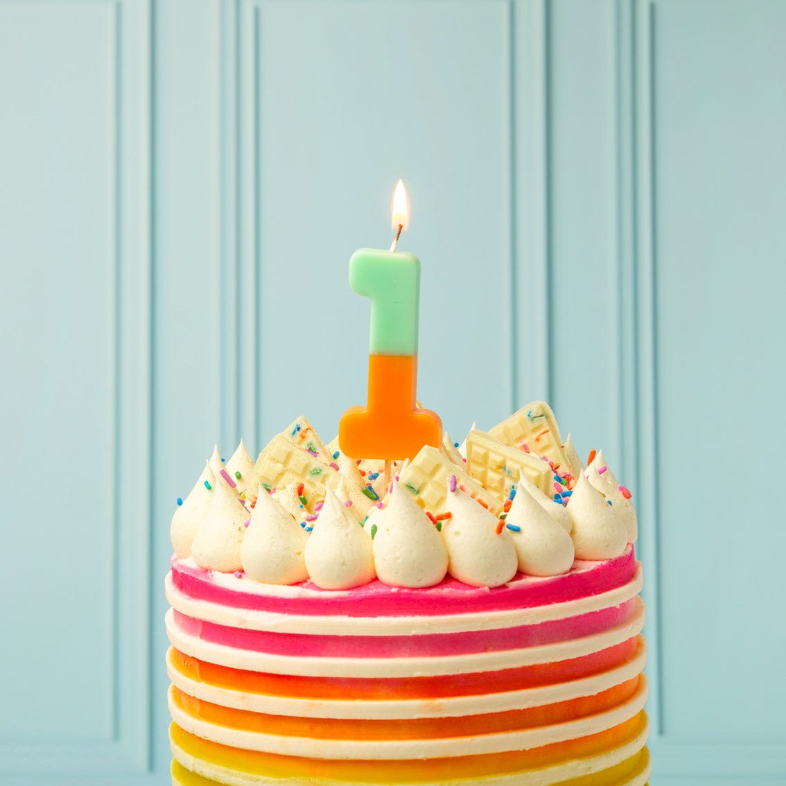 Talking Tables Number Candle - 1 (Orange & Mint)