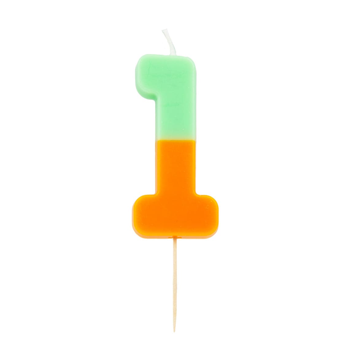 Talking Tables Number Candle - 1 (Orange & Mint)