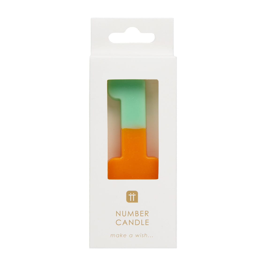 Talking Tables Number Candle - 1 (Orange & Mint)