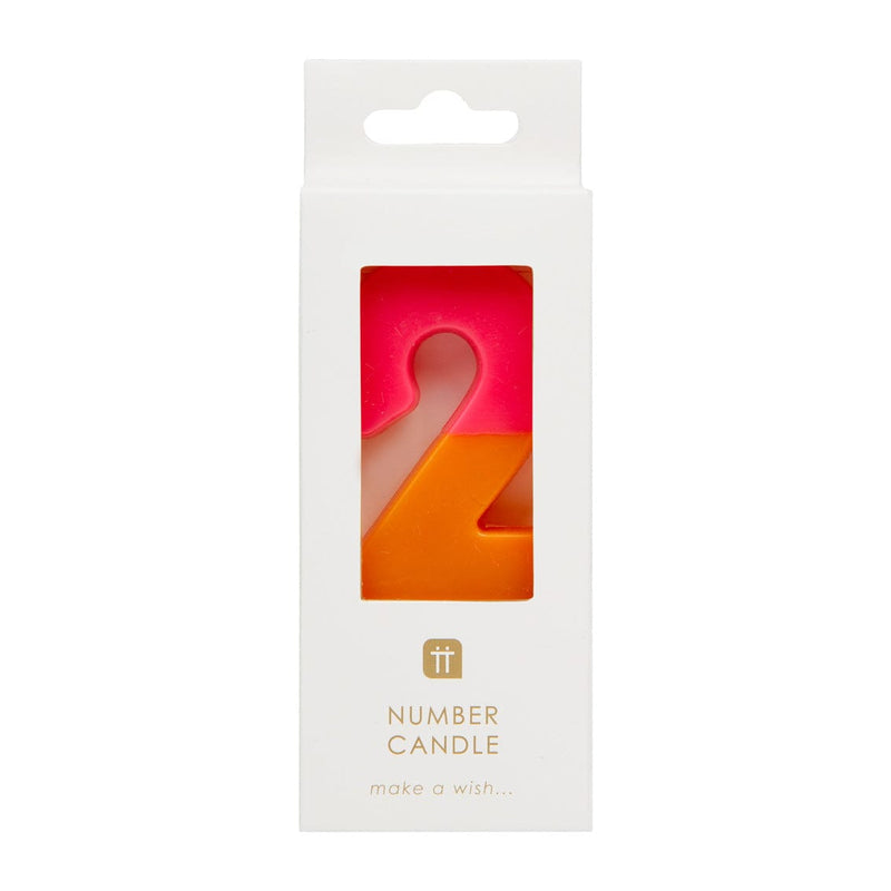 Talking Tables Number Candle - 2 (Orange & Pink)
