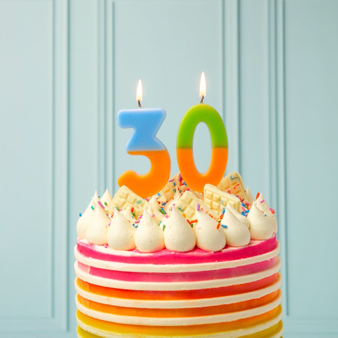 Talking Tables Number Candle - 3 (Orange & Light Blue)