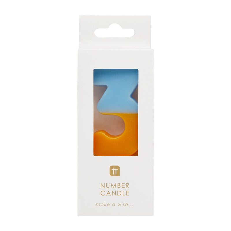 Talking Tables Number Candle - 3 (Orange & Light Blue)