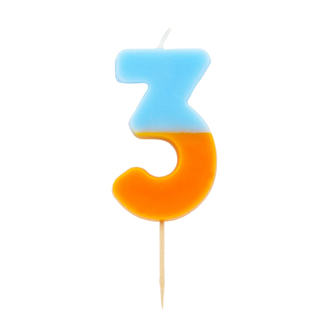 Talking Tables Number Candle - 3 (Orange & Light Blue)