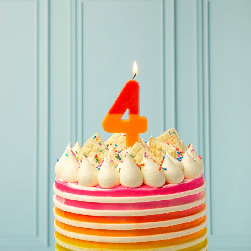 Talking Tables Number Candle - 4 (Orange & Red)