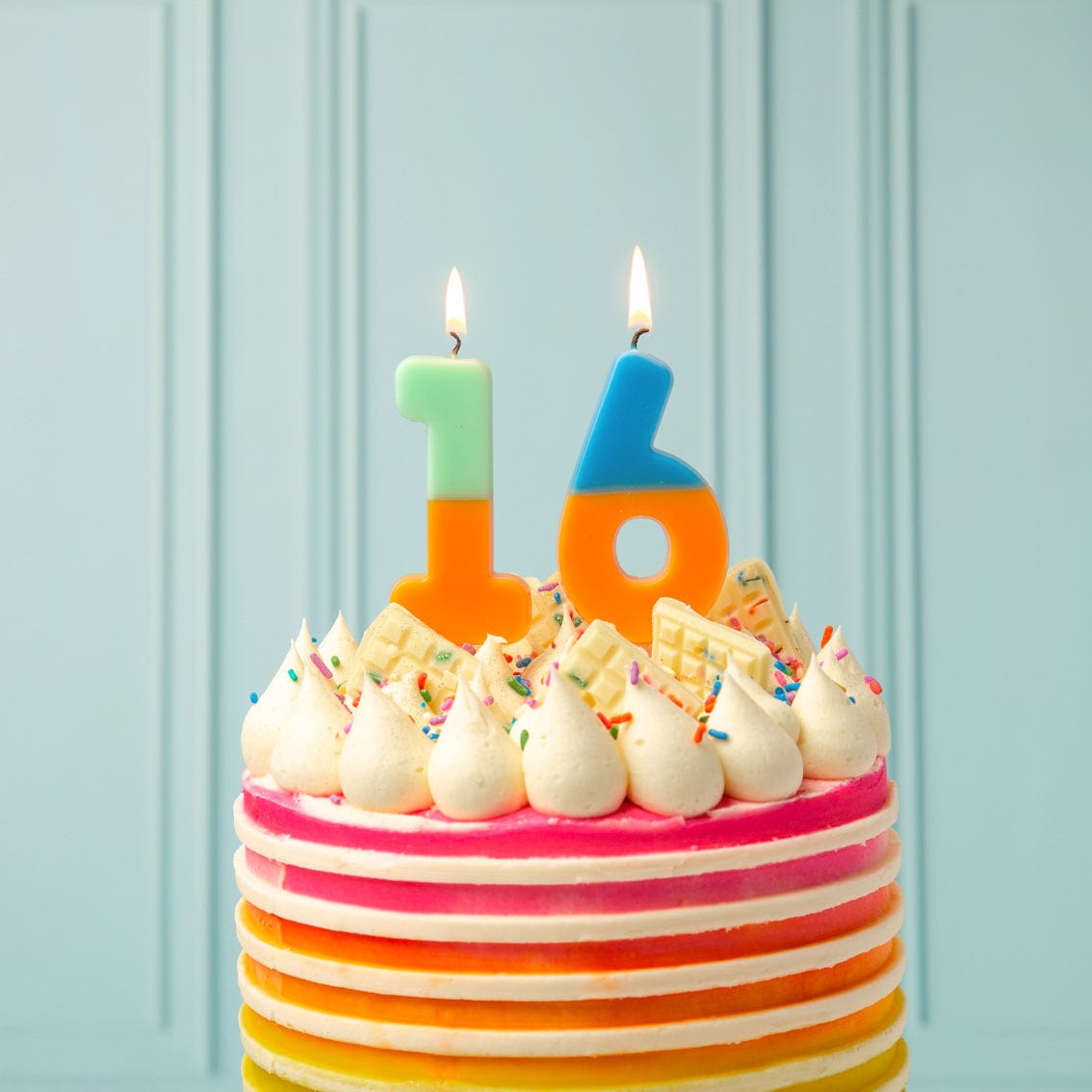 Talking Tables Number Candle - 6 (Orange & Dark Blue)