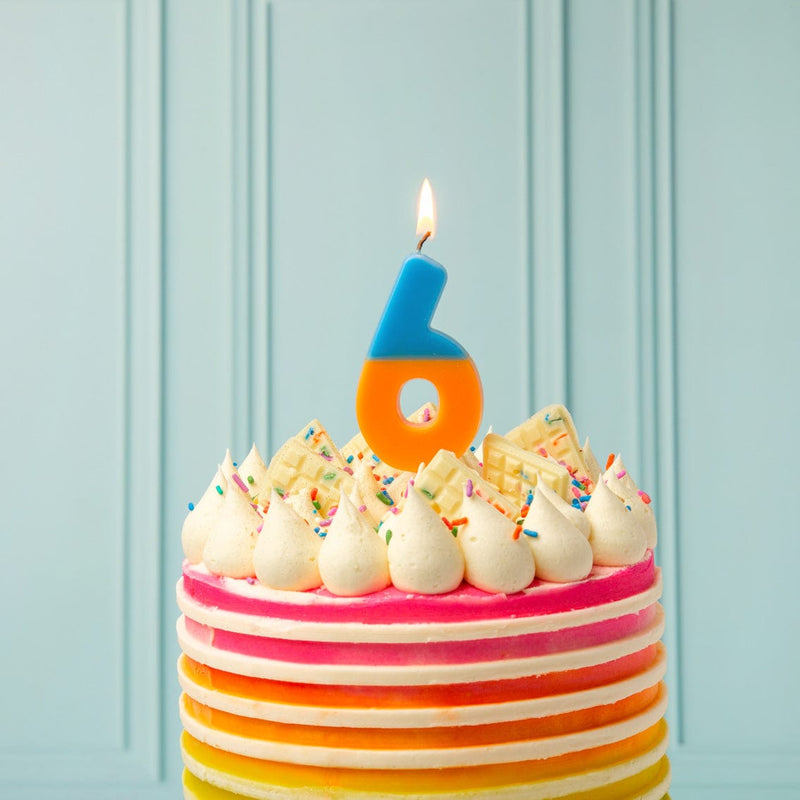 Talking Tables Number Candle - 6 (Orange & Dark Blue)