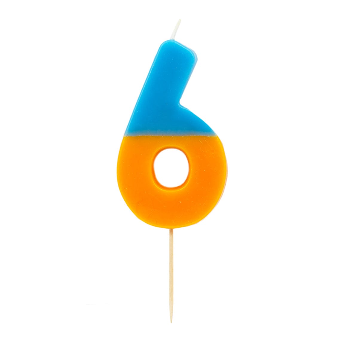 Talking Tables Number Candle - 6 (Orange & Dark Blue)