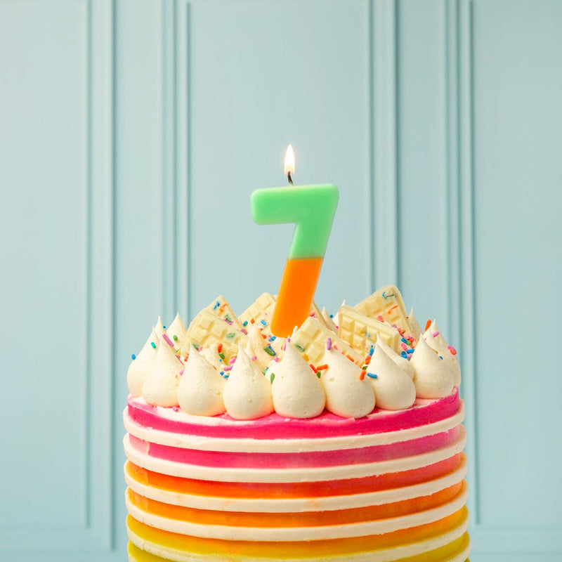 Talking Tables Number Candle - 7 (Orange & Green)
