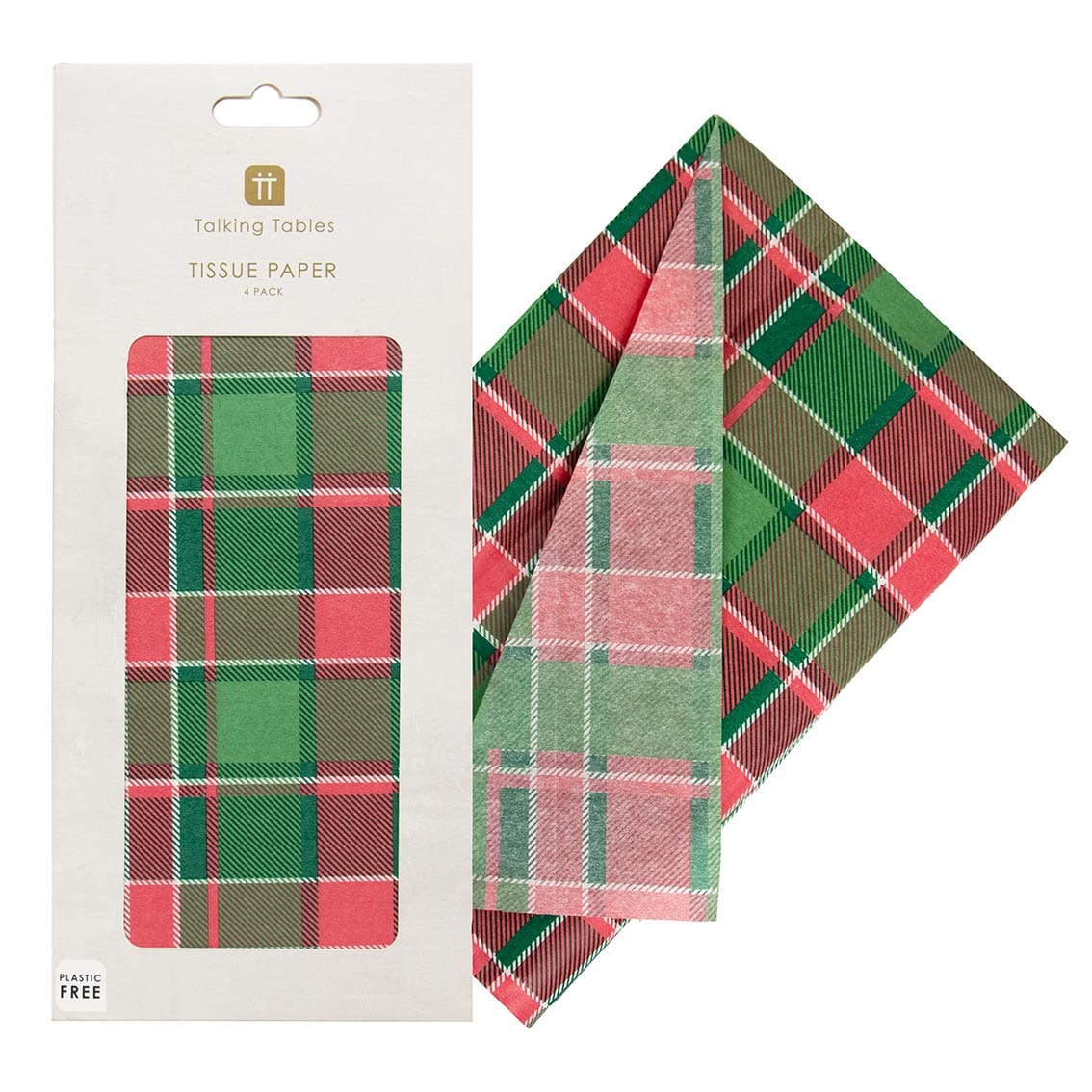 Talking Tables Red & Green Tartan Tissue Paper - 4 Sheets